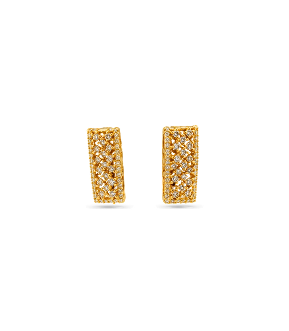 Gold Plated Criss-Cross Lattice Hoop Earrings