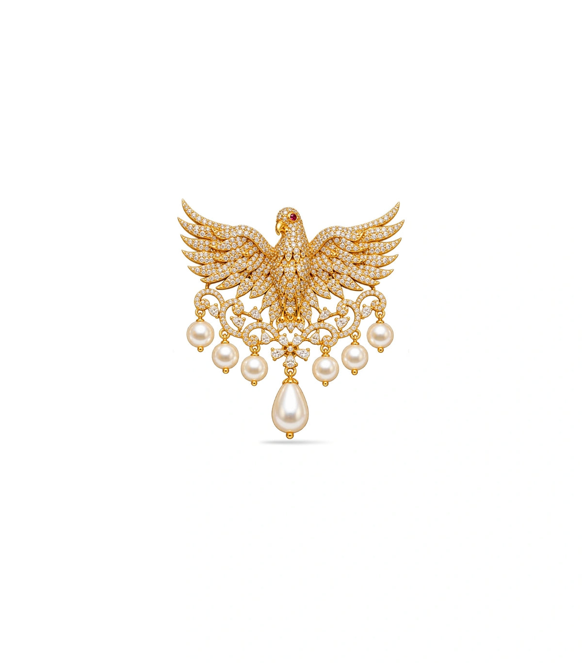 Gold Plated Majestic Pearl Eagle AD Brooch