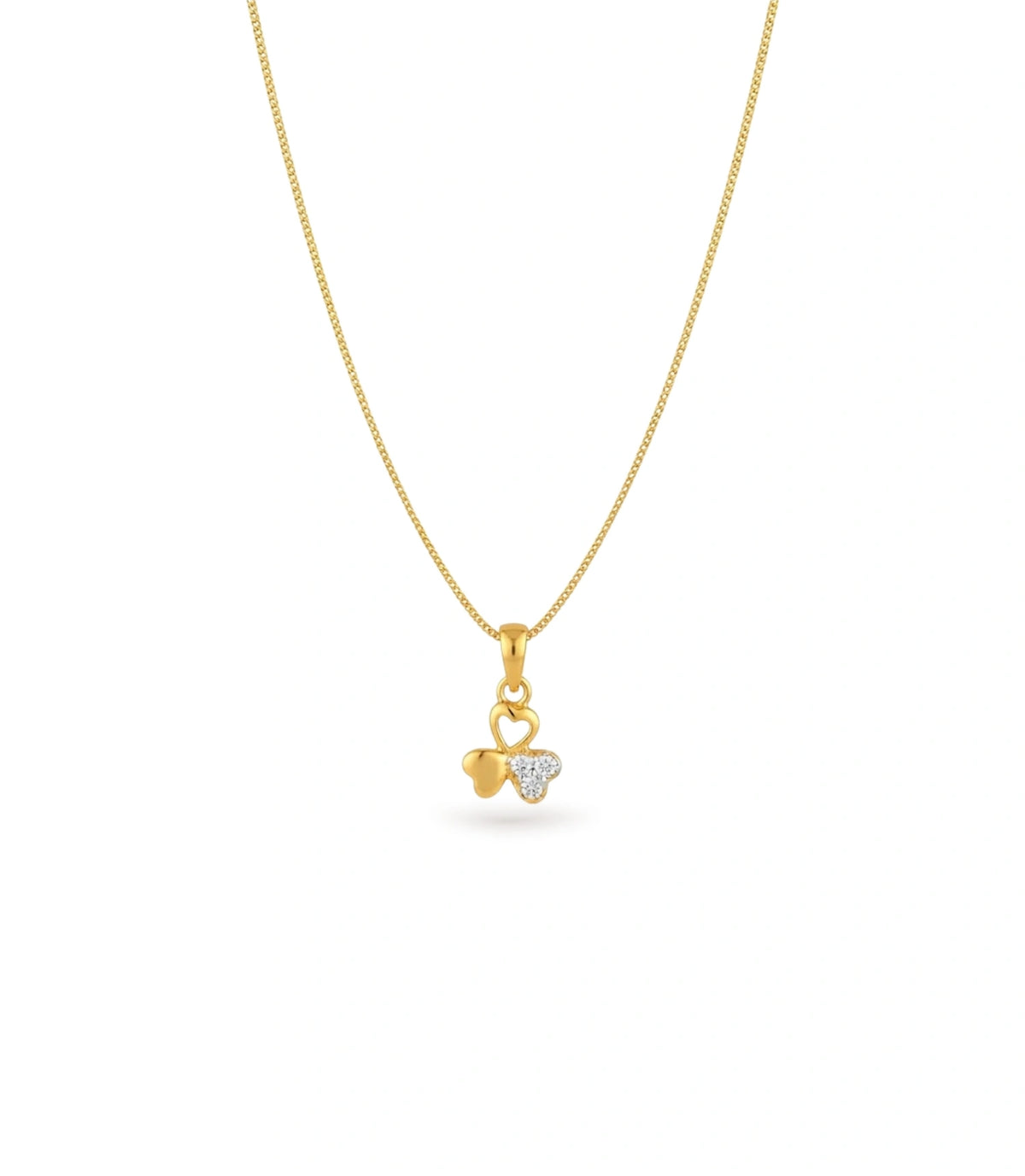 Gold Plated Triple Heart CZ Chain & Pendant