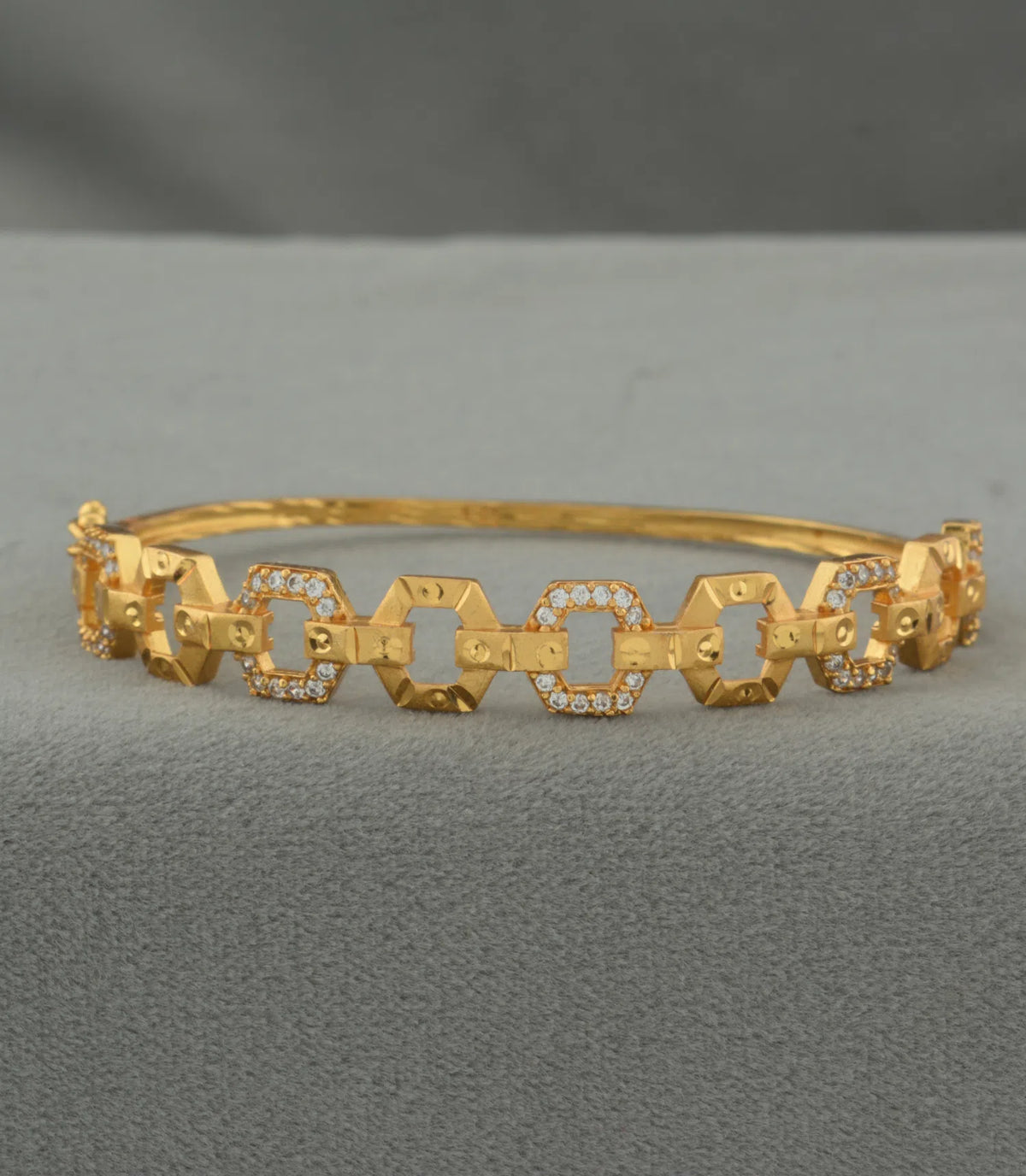 Gold Plated Hexagonal Link AD Flexible Bracelet