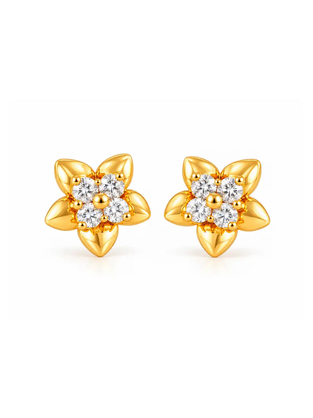 Gold Plated Golden Petals Stud Earrings