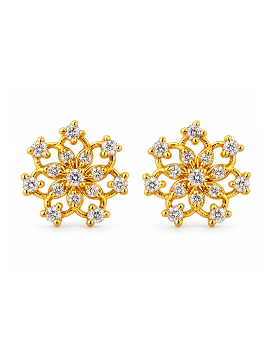 Gold Plated Lattice Motif Stud Earrings