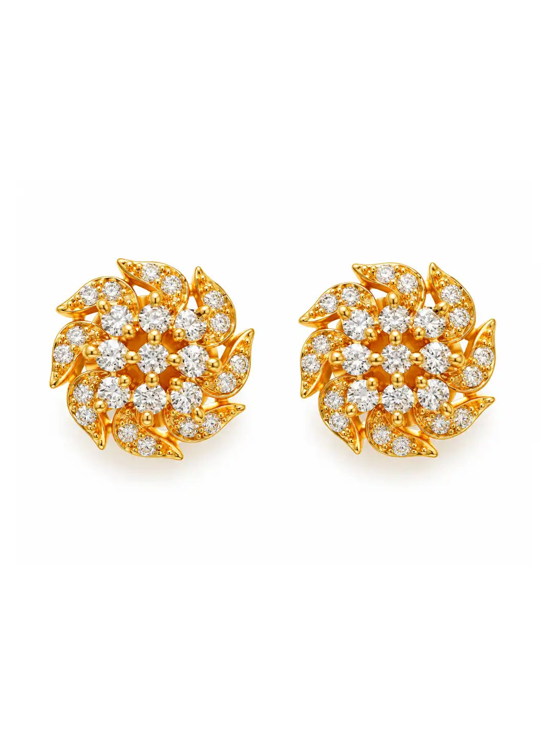 Gold Plated Leaf Motifs Stud Earrings