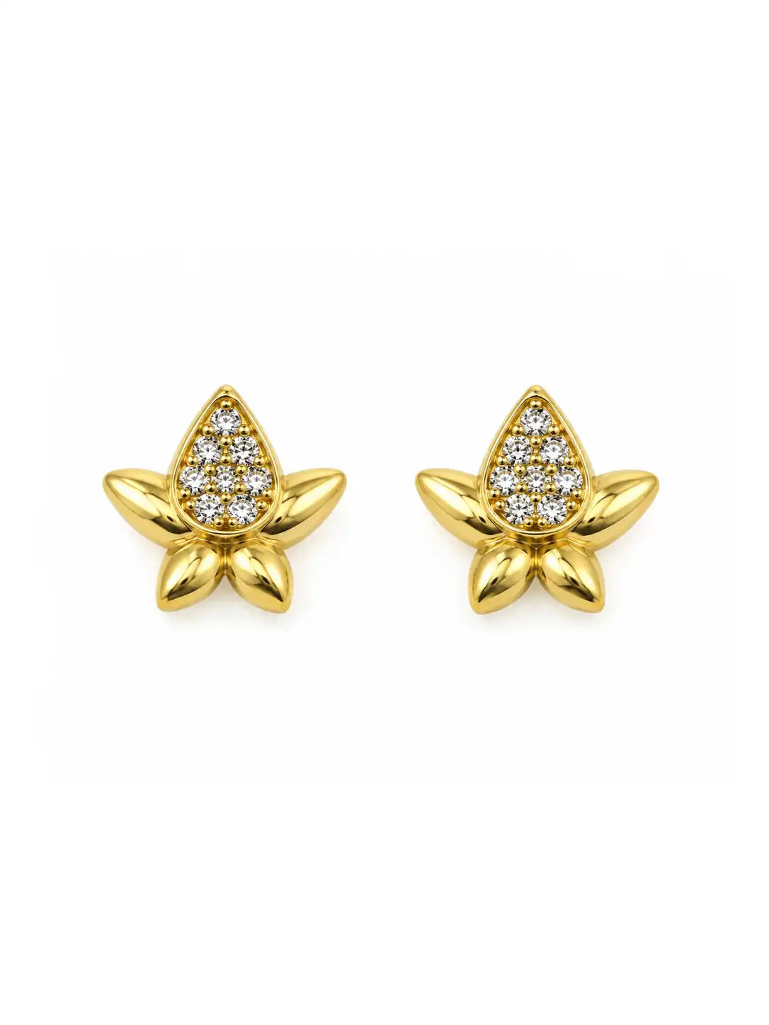 Gold Plated Crown Like Stud Earrings