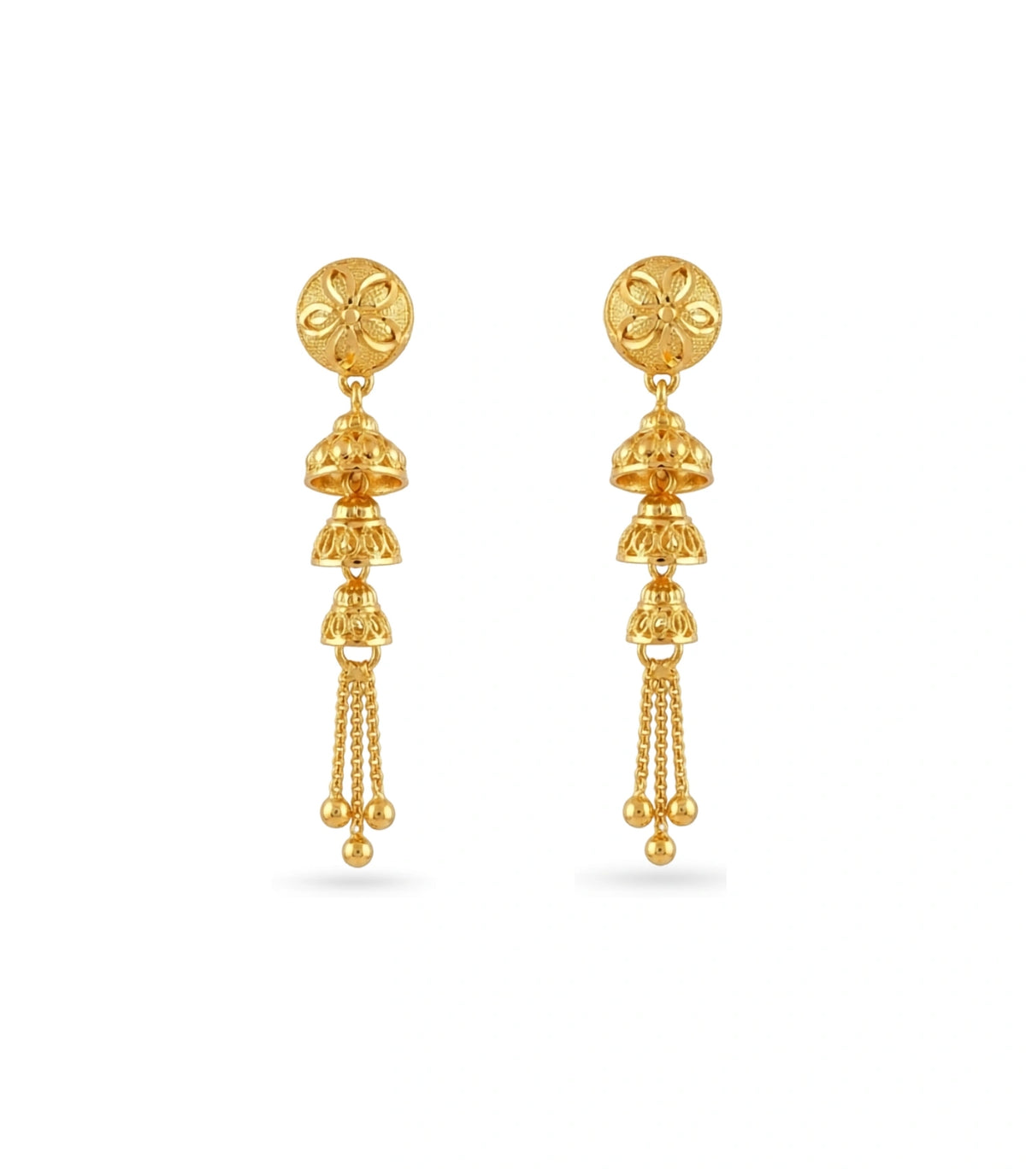 Gold Plated Vintage Layered Dangler Earrings