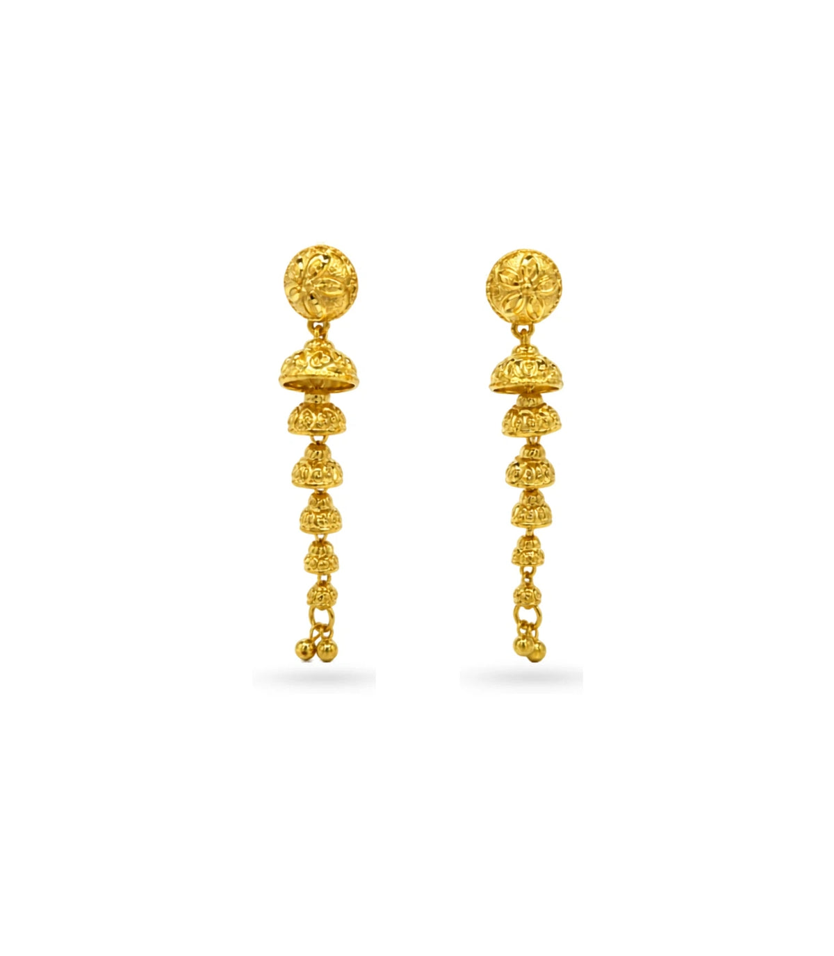 Gold Plated Long Floral Dangler Earrings