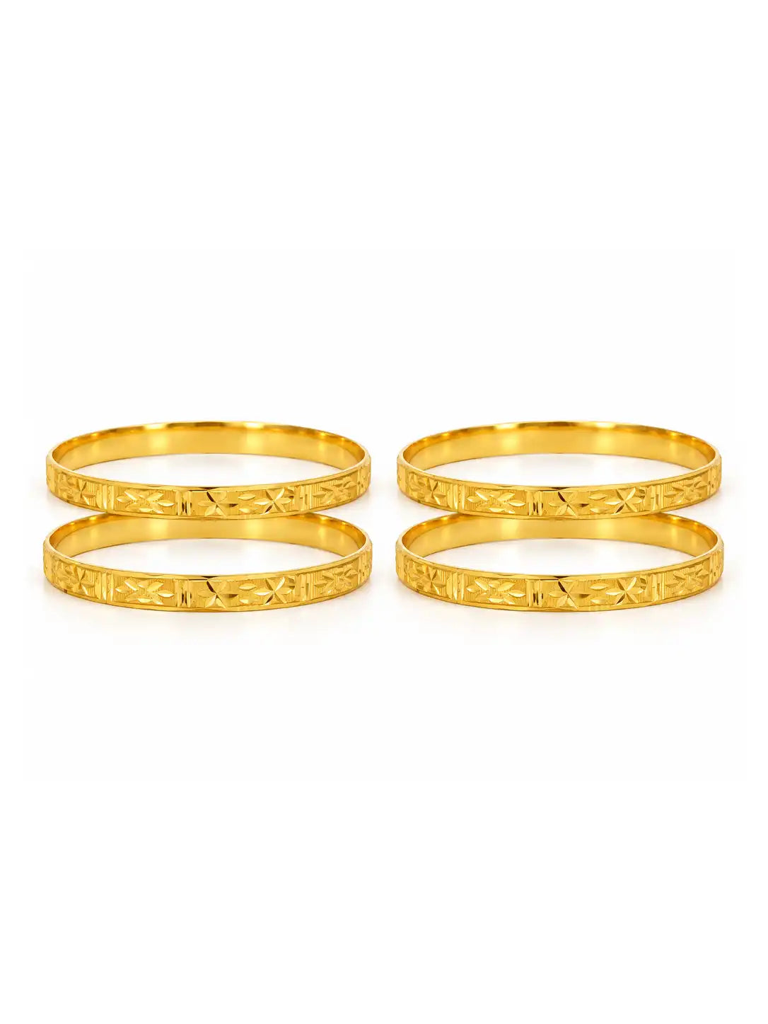 Gold Plated 2 Pair Regular Bangle Set