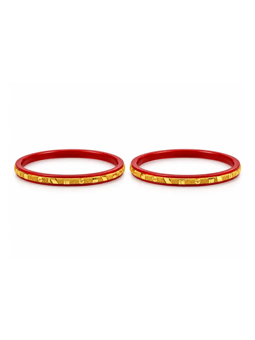 Gold Plated Red Pola Bangle Set
