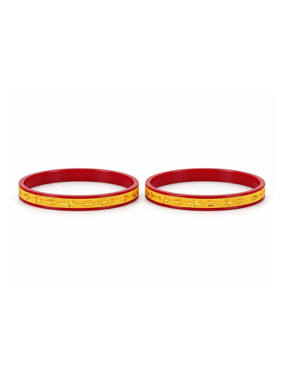Gold Plated Ethnic Maroon Pola Bangle Set