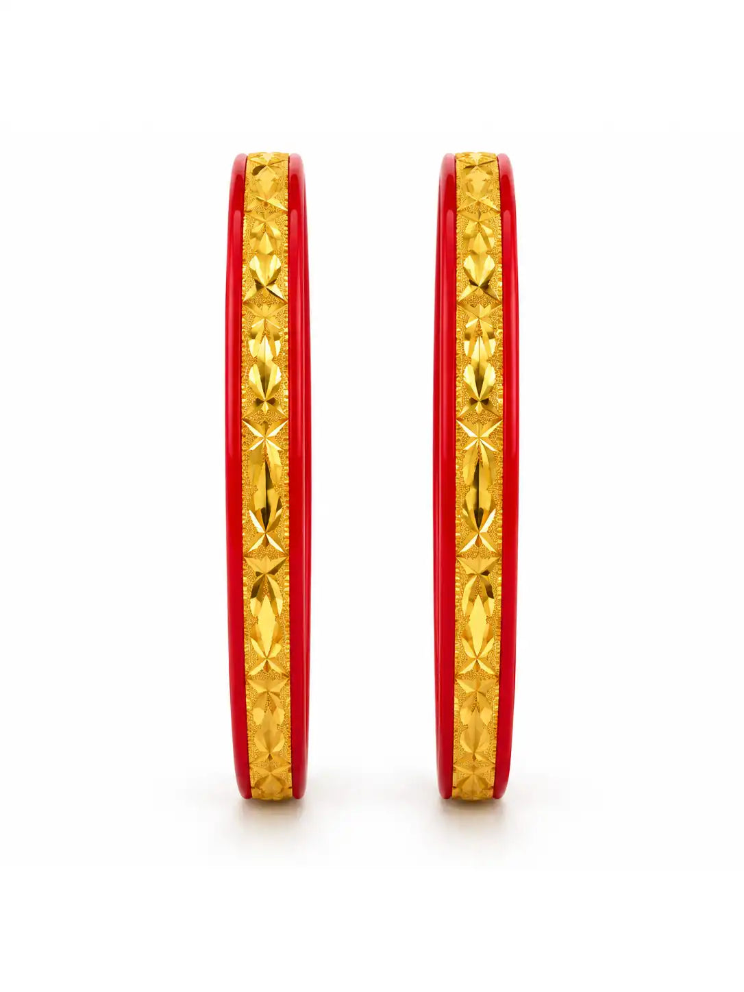 Gold Plated Ethnic Red Pola Bangle Set