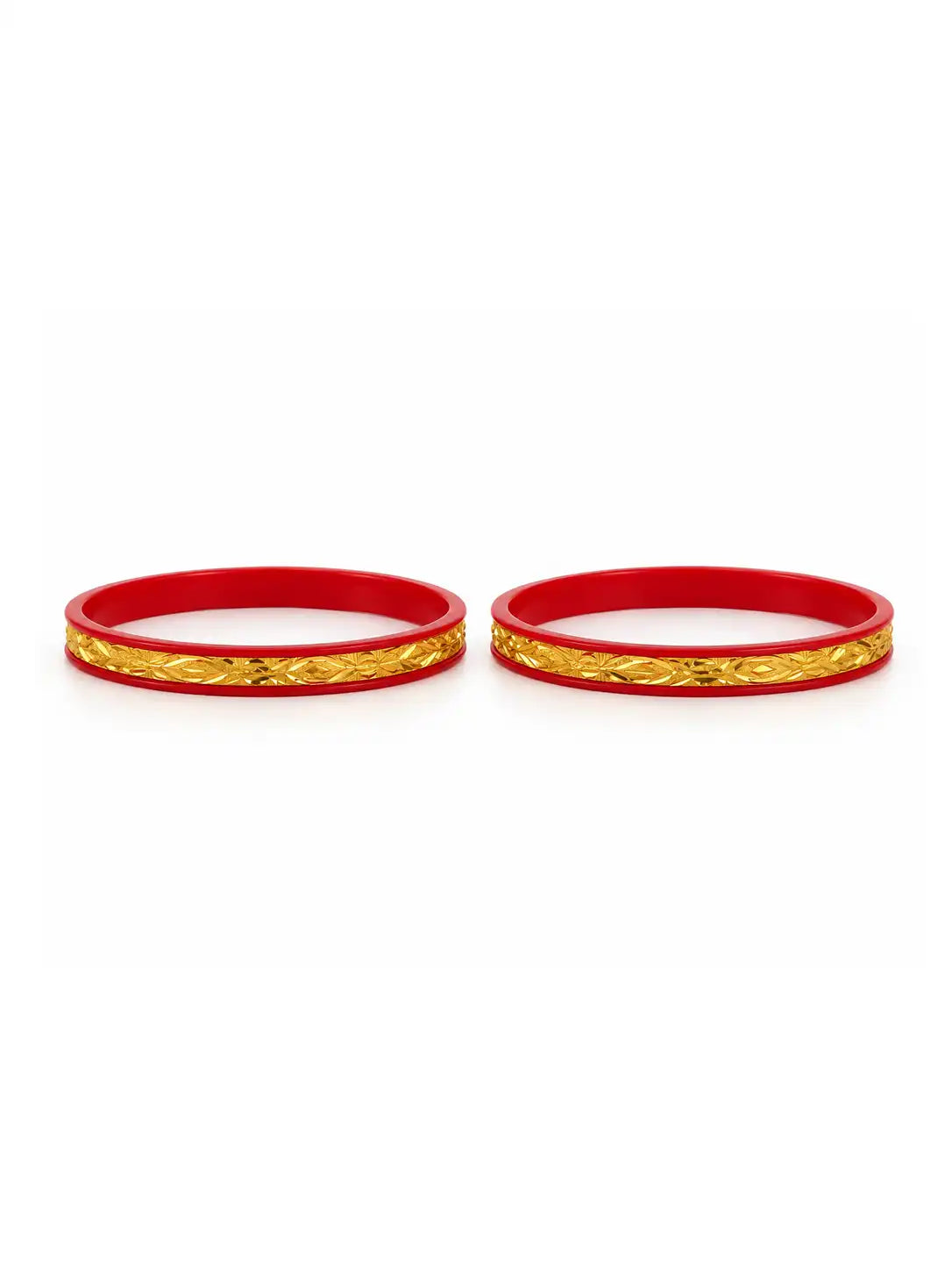 Gold Plated Paisley Red Pola Bangle Set