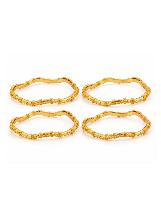 Gold Plated Festive Twisted Designer Bangle Set