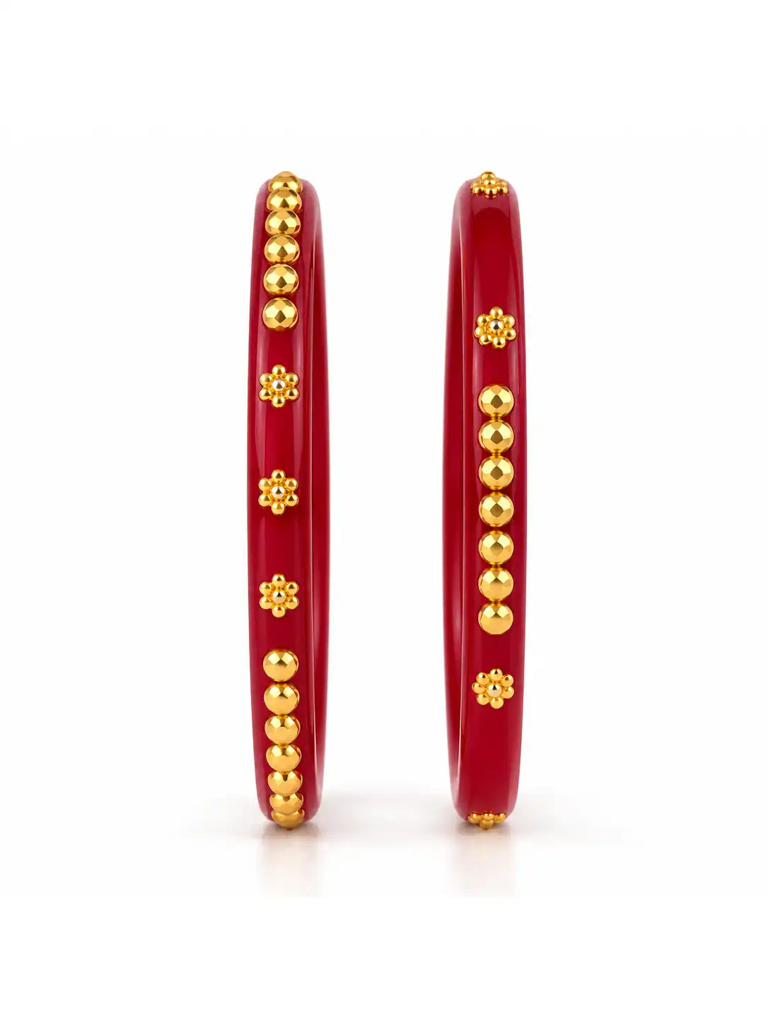 Gold Plated Festive Red Casual Pola Bangle Set