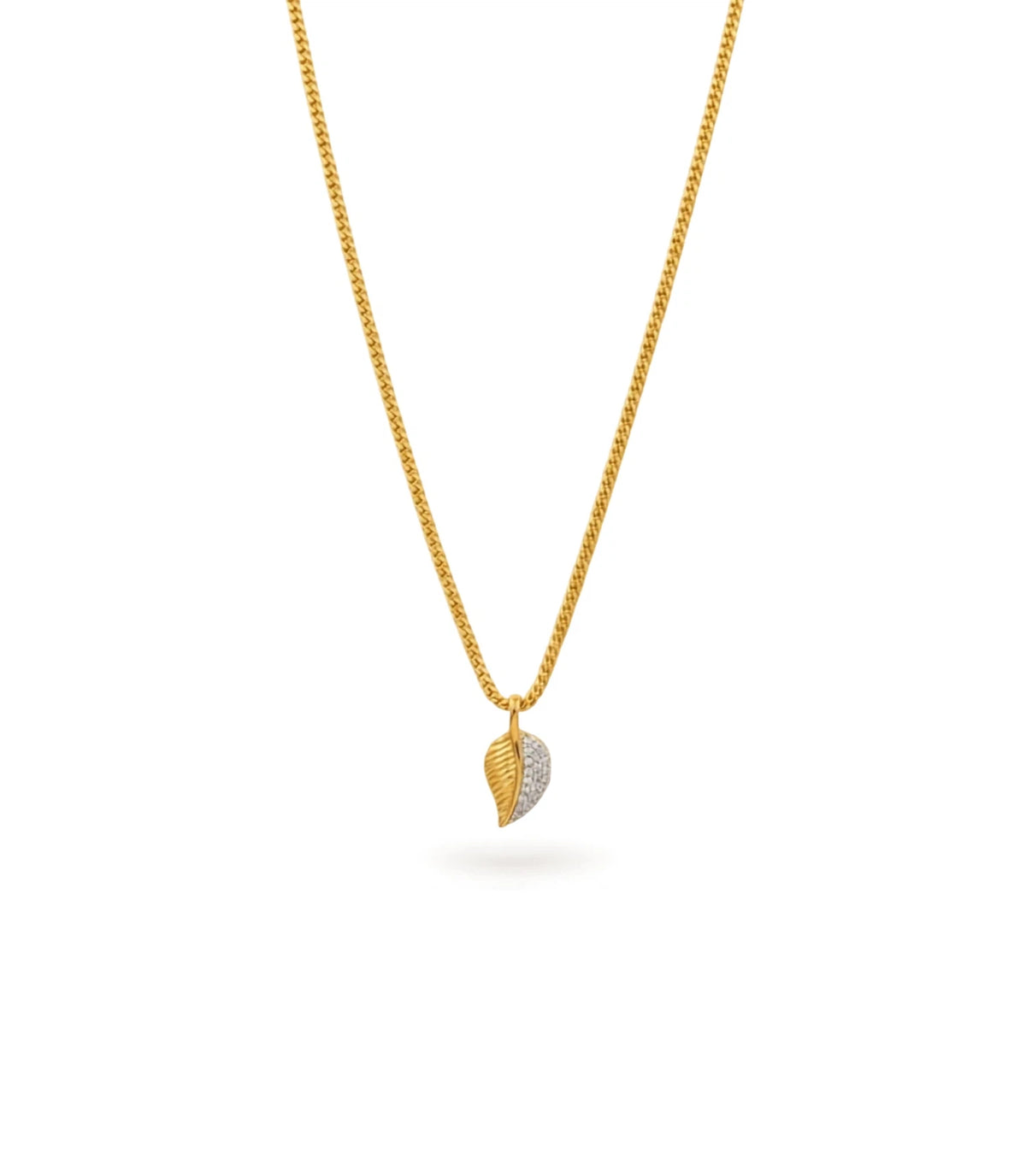 Gold Plated leaf AD Chain & Pendant