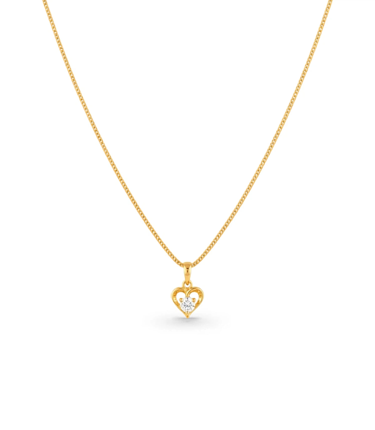 Gold Plated AD Single Stone Heart Chain & Pendant