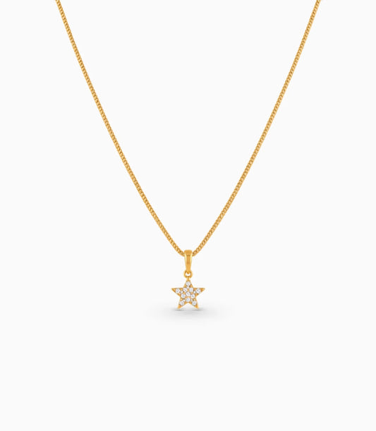 Gold Plated AD Five-Point Star Pendant Chain