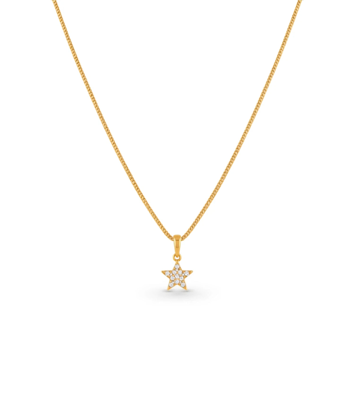 Gold Plated AD Five-Point Star Pendant Chain