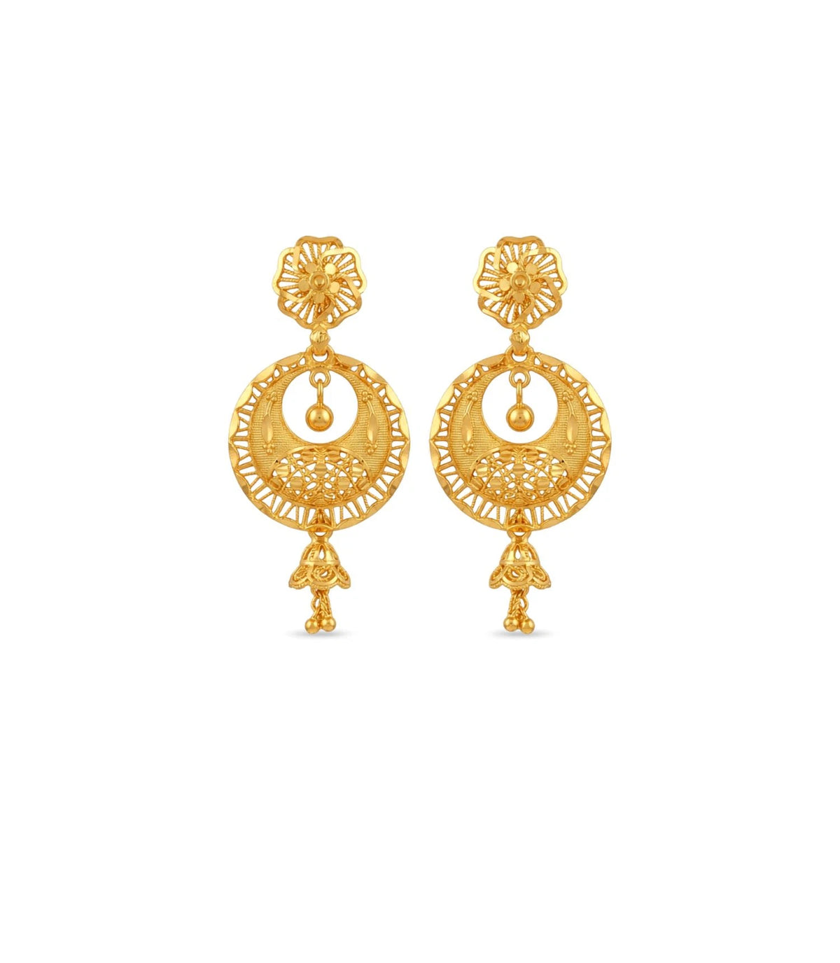 Gold Plated Intricate Chandbali Earrings
