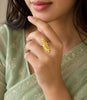 Gold Plated Adjustable Leaf Ring for Women