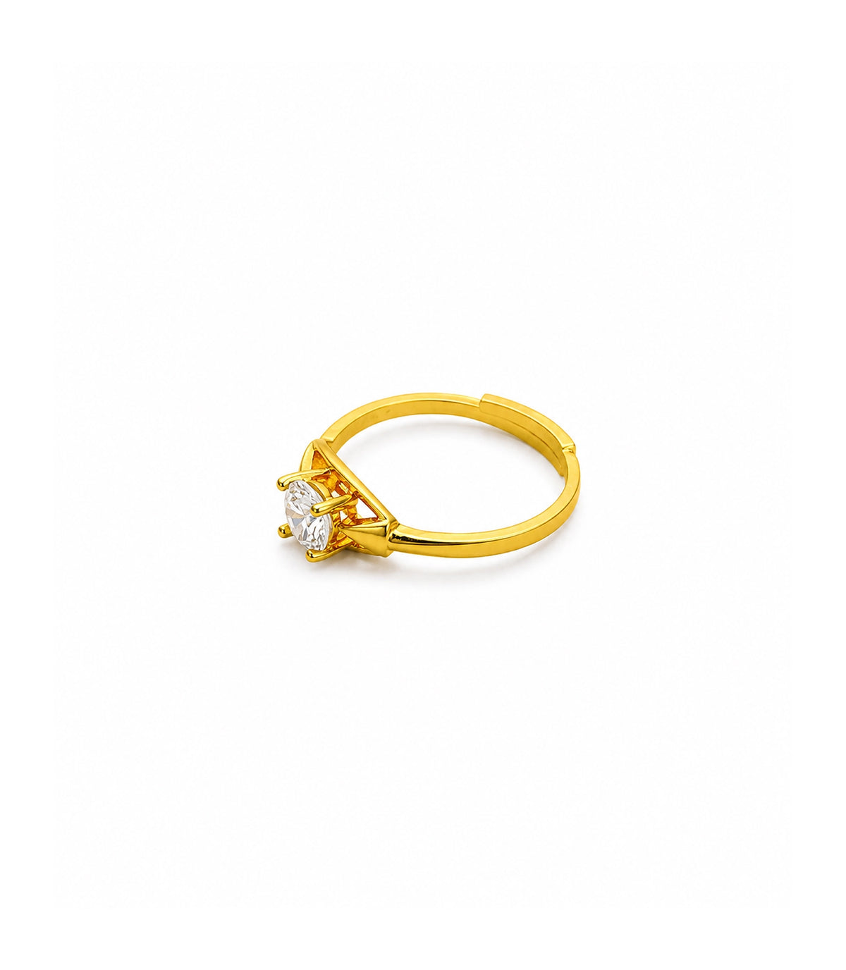 Gold Plated Adjustable Solitaire Finger Ring
