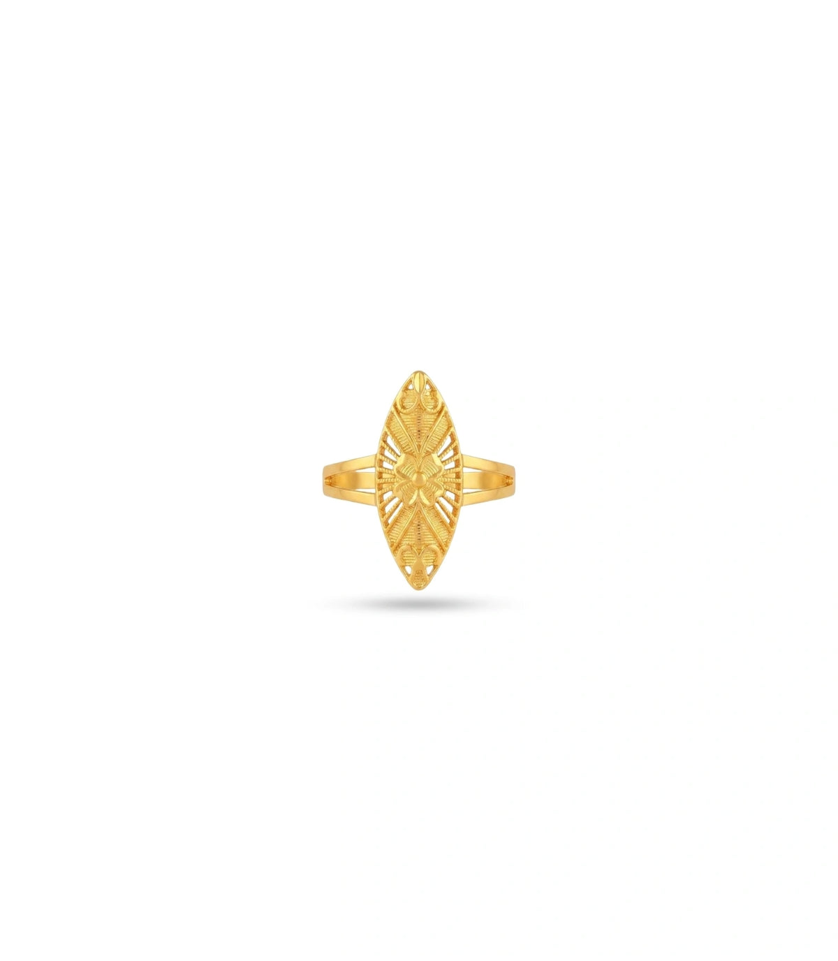 Gold Plated Marquise Filigree Statement Finger Ring