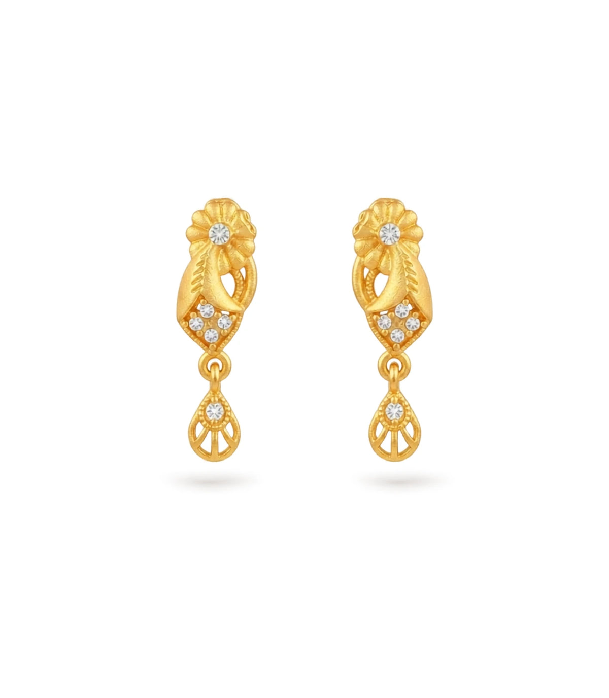 Gold Plated AD Stone Drop Earrings