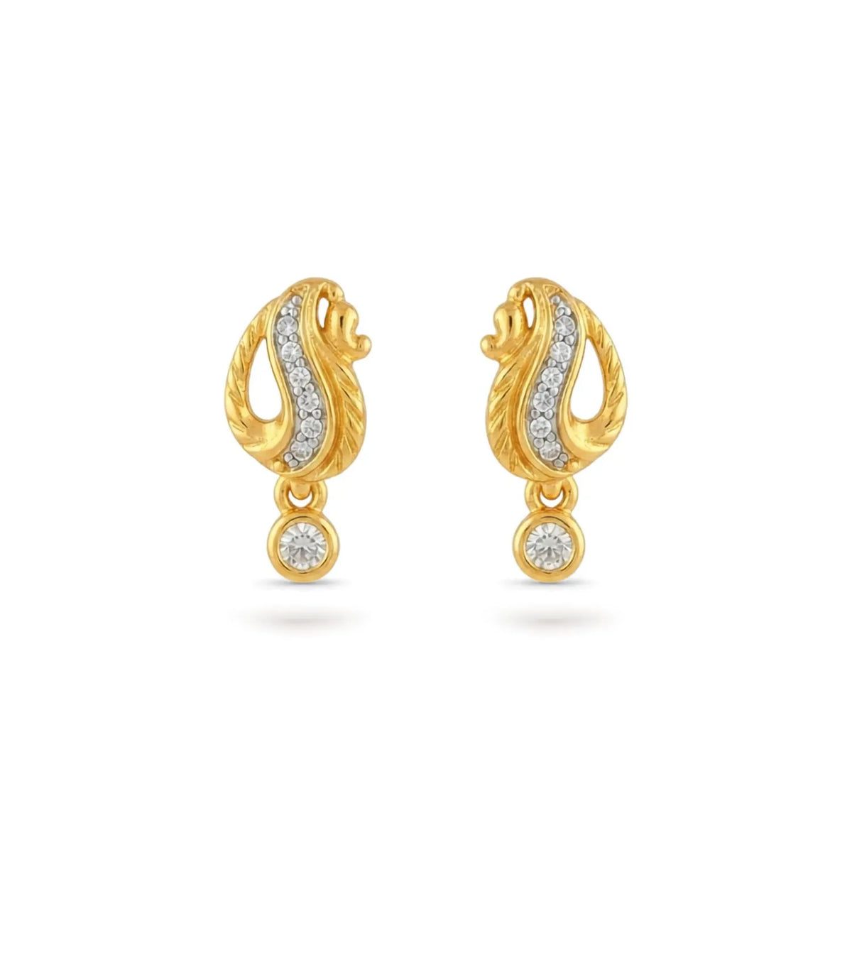 Gold Plated AD Decorated Drop Earrings