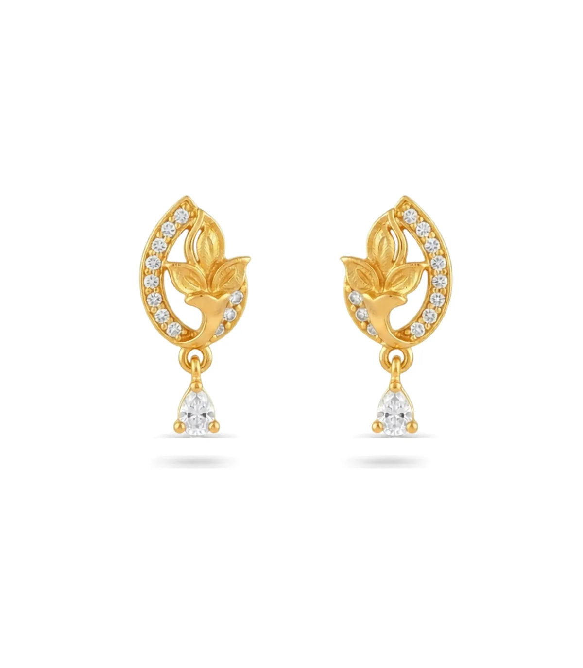 Gold Plated Radiant AD Drop Earrings