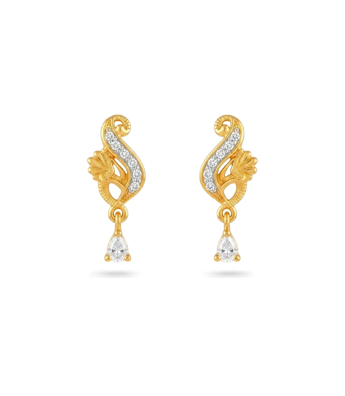 Gold Plated Shimmering AD Drop Earrings