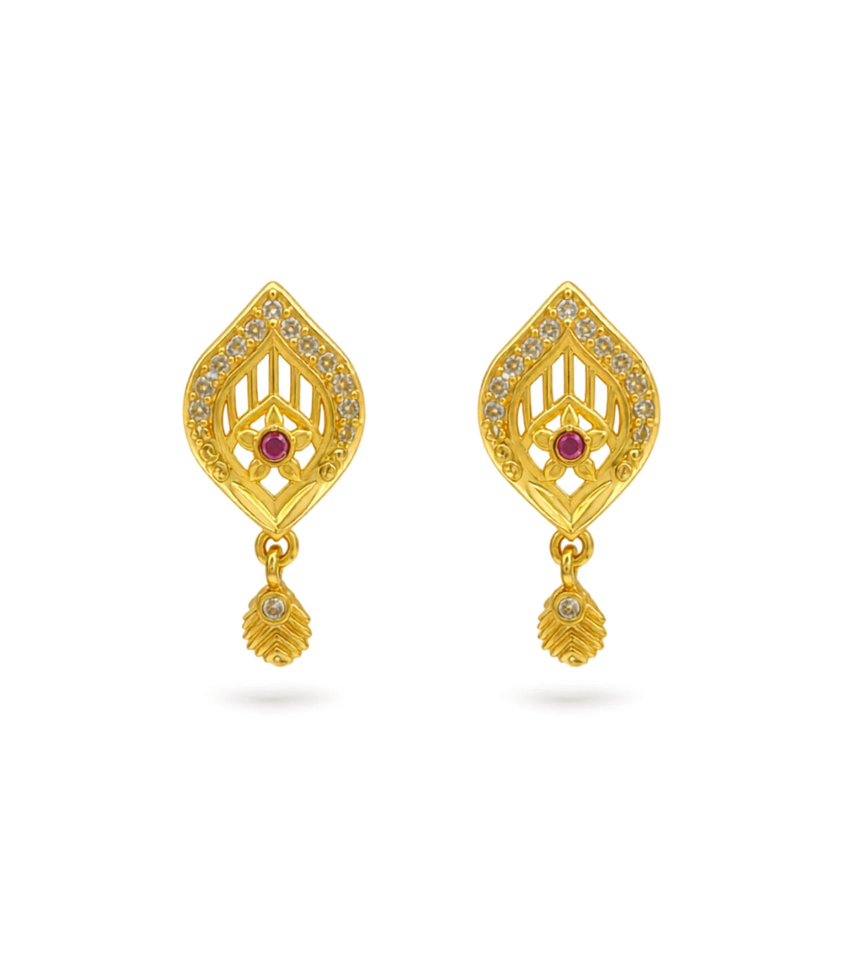 Gold Plated Trendy AD Drop Earrings