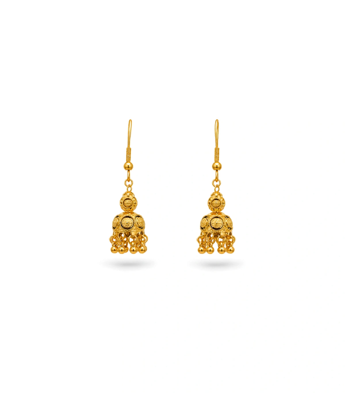 Gold Plated Filigree Curved Jhumka Earrings