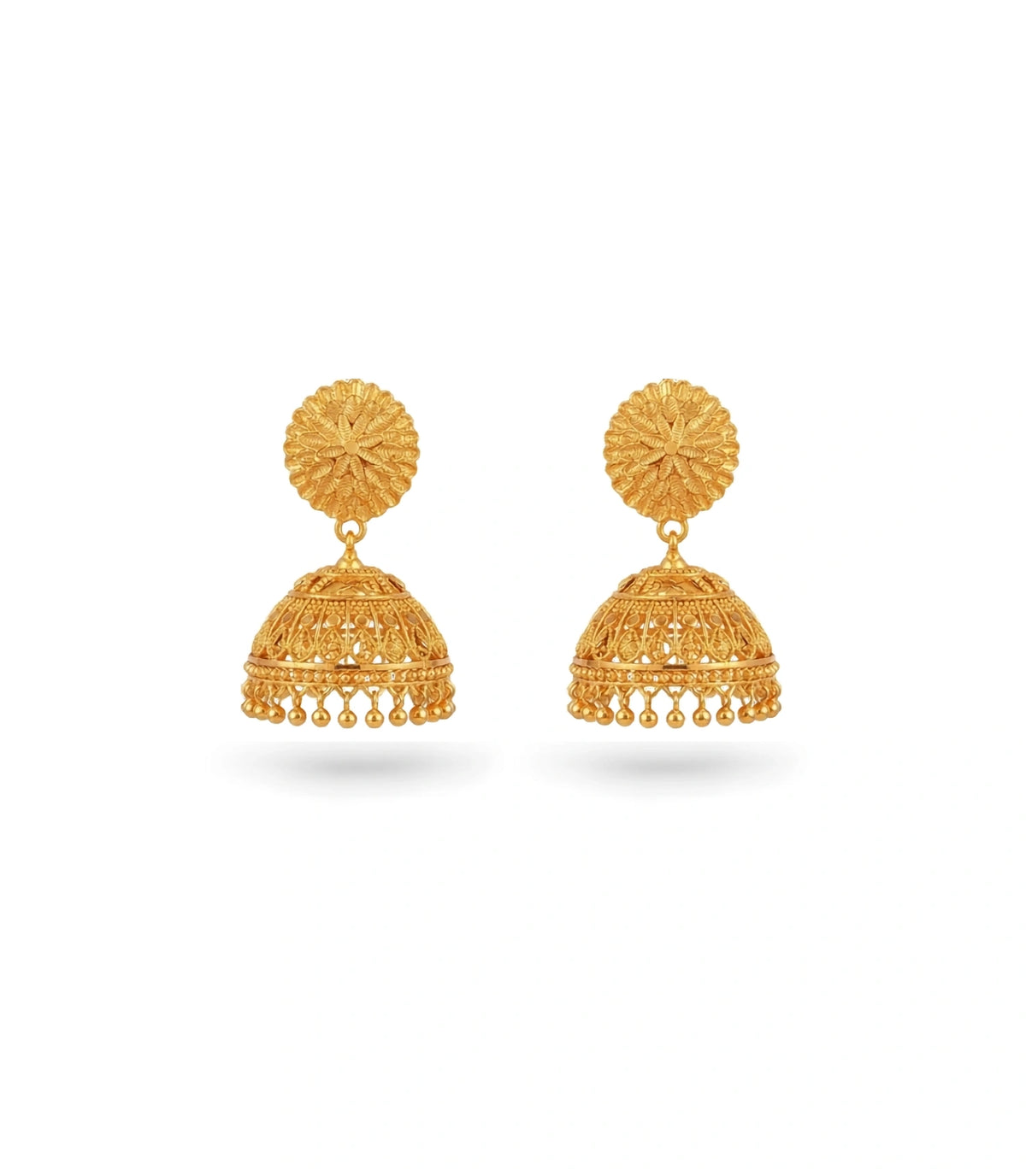 Gold Plated Golden Traditional Jhumka Earrings