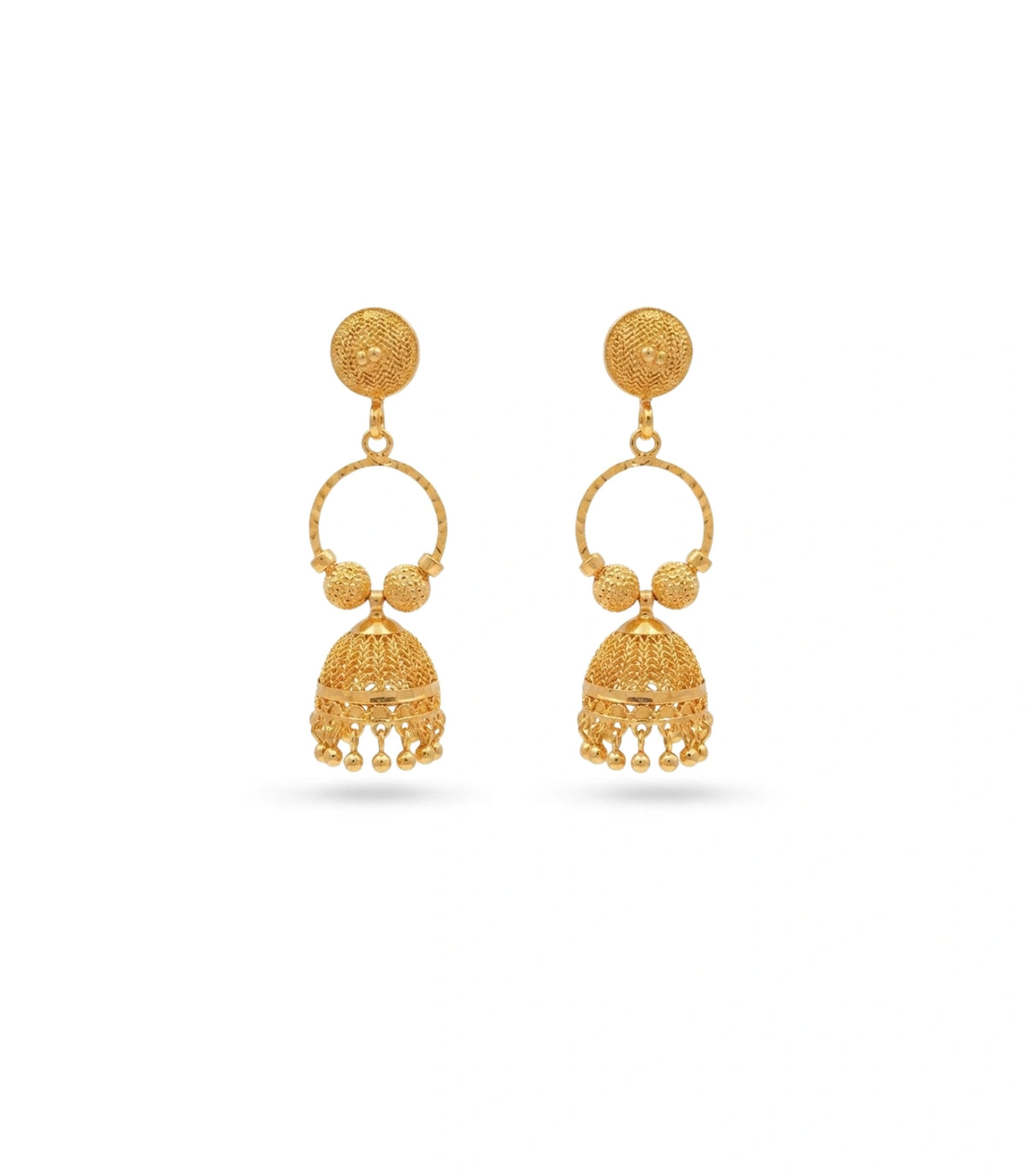 Gold Plated Ethnic Mini Ring Jhumka Earrings