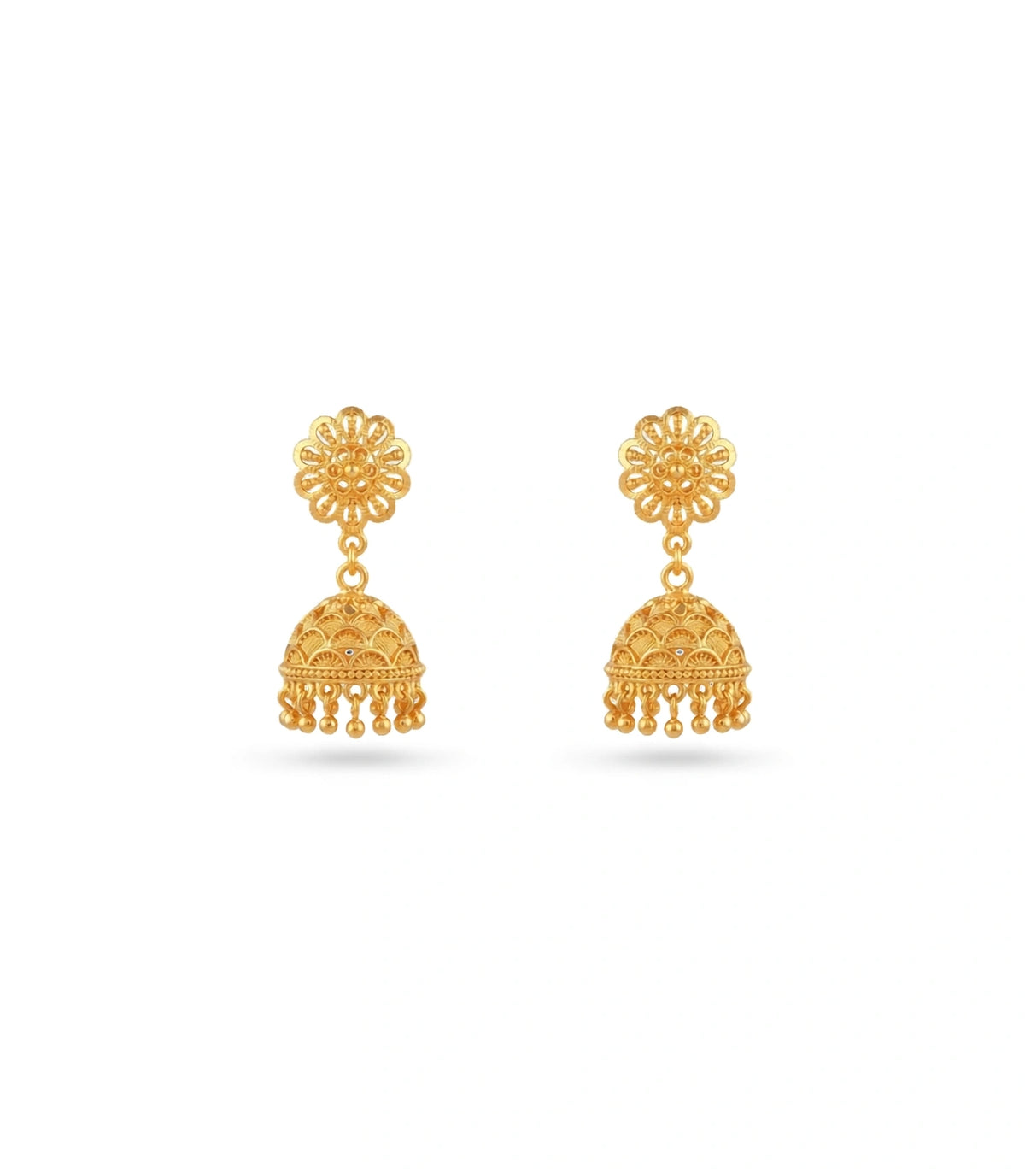 Gold Plated Ethnic Floral Jhumka Earrings