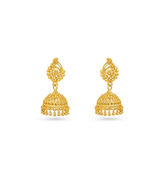 Gold Plated Ethinic Tiered Jhumka Earrings