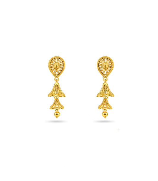 Gold Plated Ethnic Delicate Jhumka Earrings