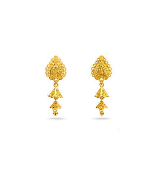 Gold Plated Ethnic Modern Jhumka Earrings