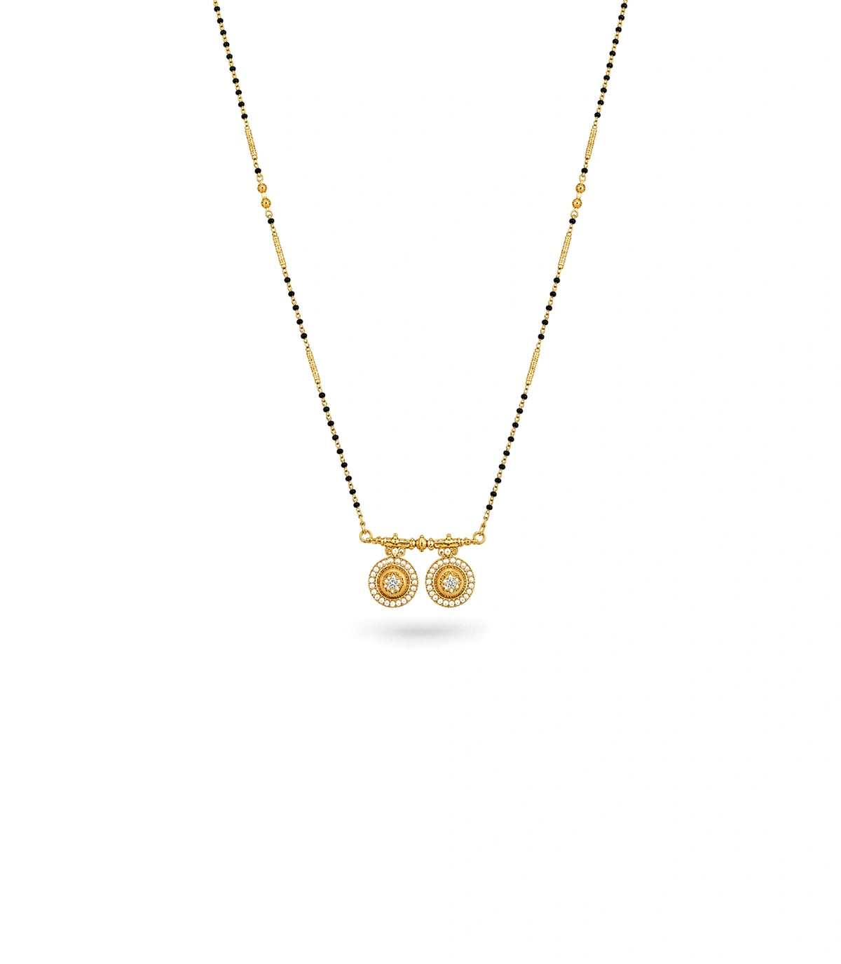 Gold Plated CZ Twin Medallion Mangalsutra