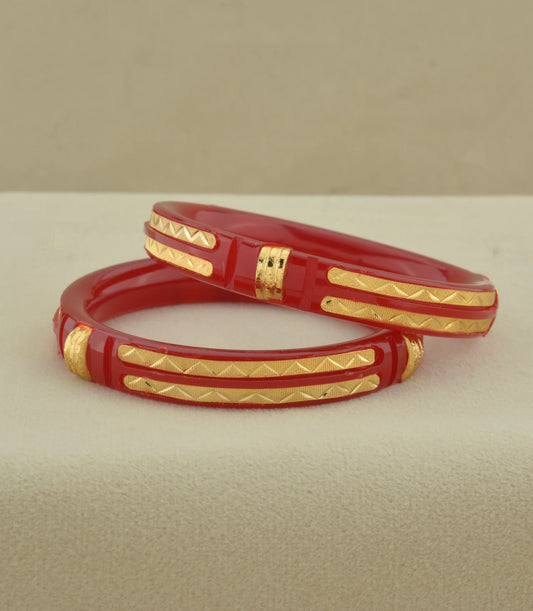 Gold Plated Lustrous Pola Bangle Set