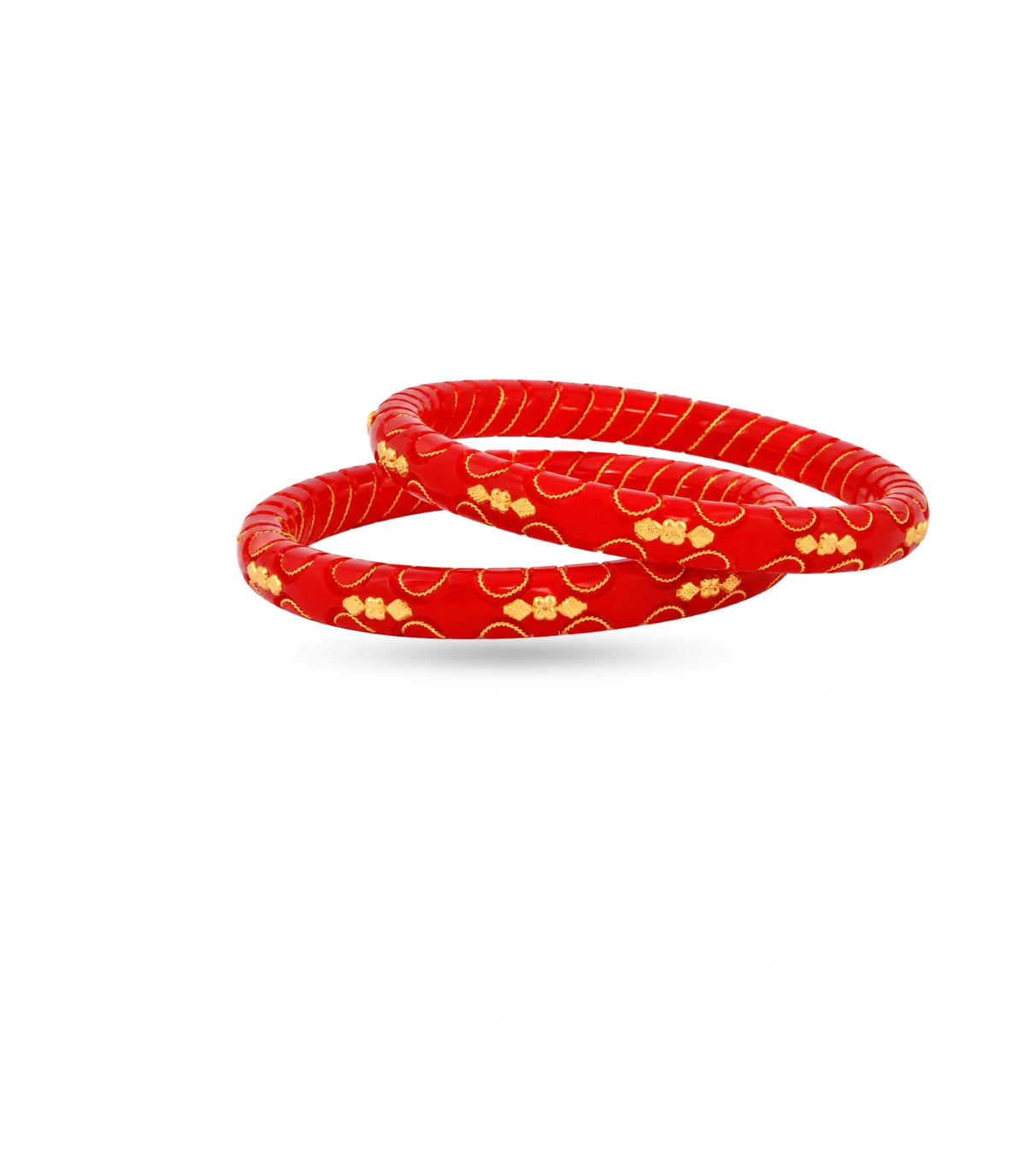 Gold Plated Red Designing Pola Bangle Set