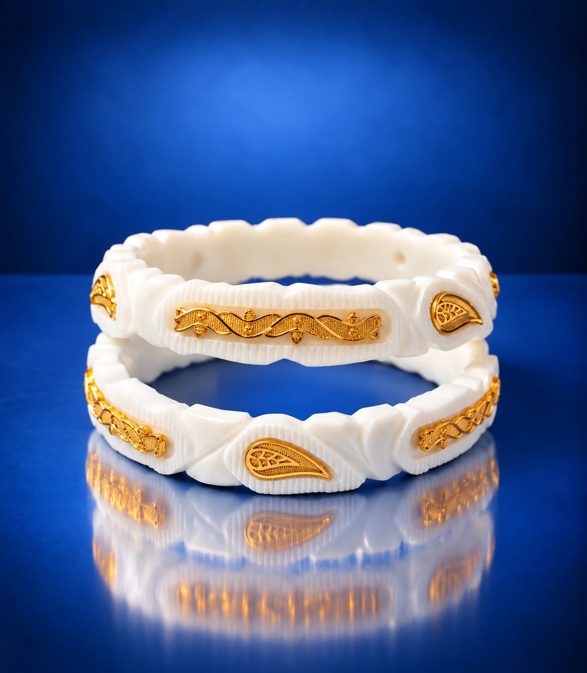 Gold Plated Paisley & Wave Sakha Bangle Set
