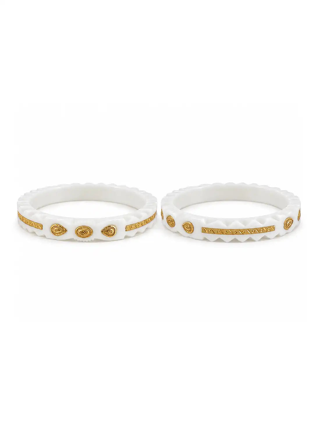 Gold Plated White Wide Vintage Pola Bangle Set