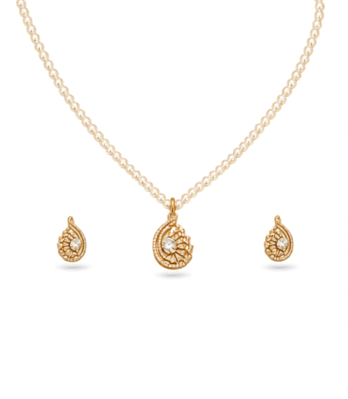 Gold Plated Modern Single Strand Pearl Necklace