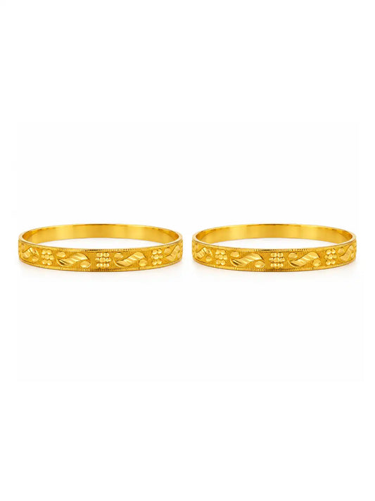 Gold Plated Chic Flower Bangle Set