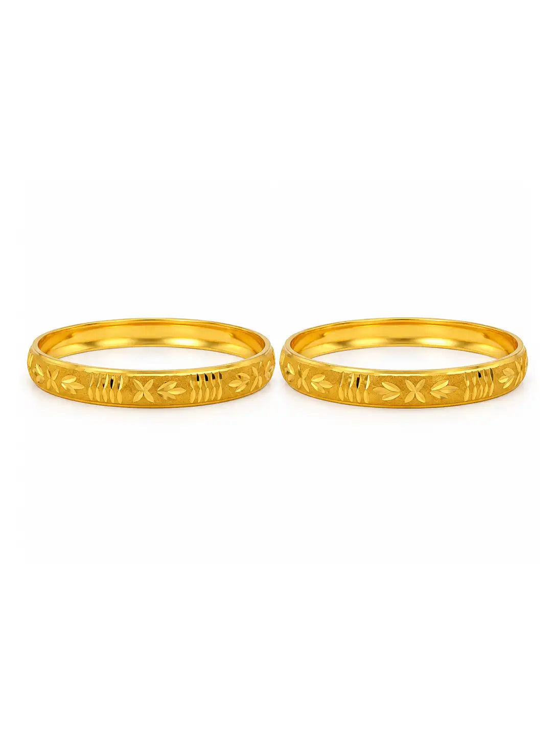 Gold Plated Floral Leaf Bangle Set