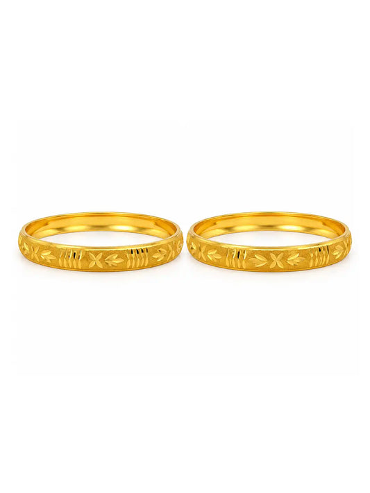 Gold Plated Floral Leaf Bangle Set