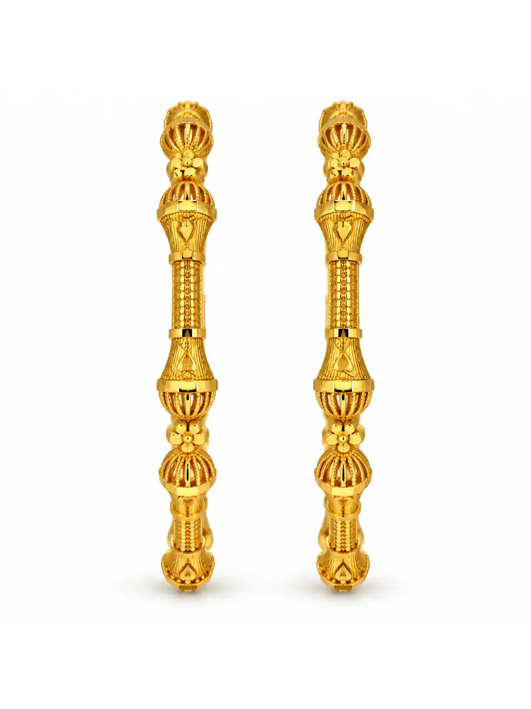 Gold Plated Royal Barrel Motif Bangle Set