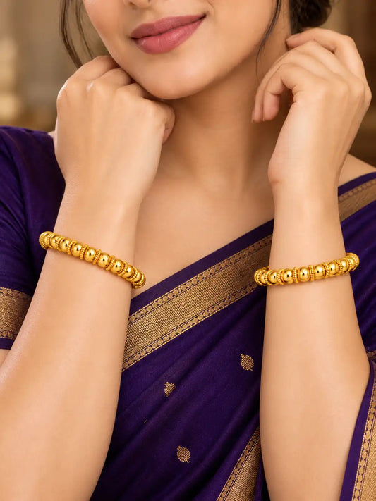 Gold Plated Beads Design Bangle Set