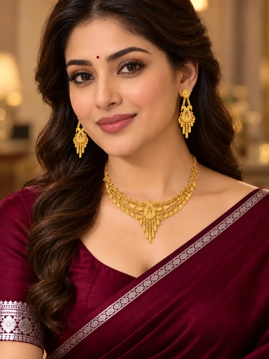 Gold Plated Wedding Peacock Motif Necklace Set