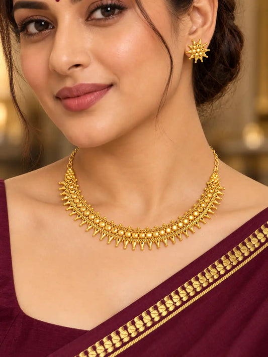 Gold Plated Festive Sunburst Necklace Set
